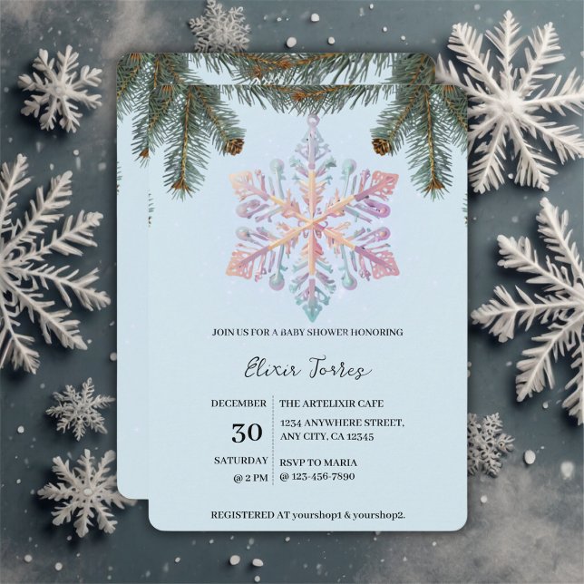 Invitation Cute Moderne Snowflakes hiver Baby shower mignon (Créateur téléchargé)