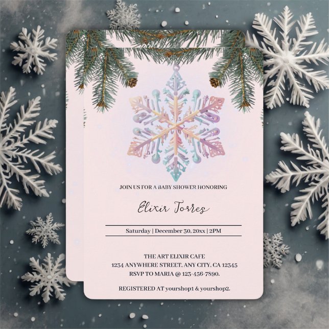 Invitation Cute Moderne Snowflakes hiver Baby shower mignon (Créateur téléchargé)