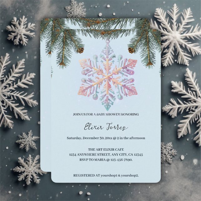 Invitation Cute Moderne Snowflakes hiver Baby shower mignon (Créateur téléchargé)