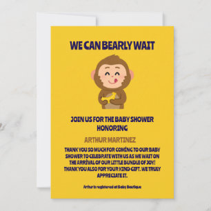 Invitation Cute Monkey thème Baby shower garçon