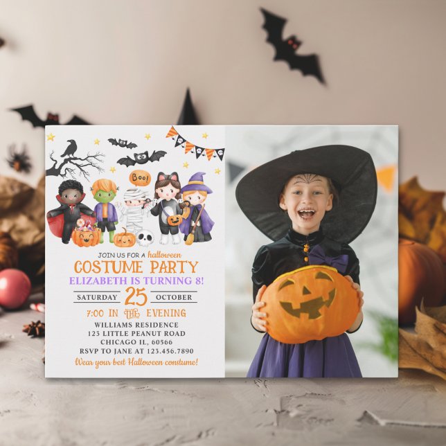 Invitation Cute Monster Halloween Costume Party With Photo (Créateur téléchargé)