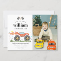 Cute Monster Truck Bash Race Photo Anniversaire de