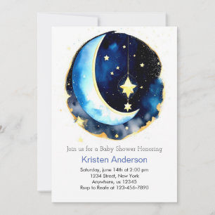 Invitation Cute Moon et étoiles Space Girl Baby shower