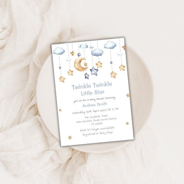 Invitation Cute Moon & Stars Twinkle Twinkle Baby shower (Cute Moon & Stars Twinkle Twinkle Baby Shower Invitation)