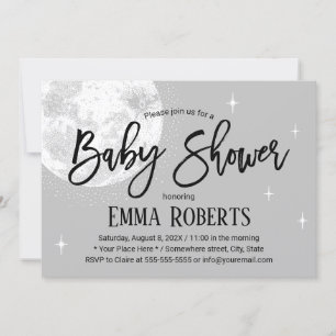 Invitation Cute Moon & Twinkle Baby shower Little Stars