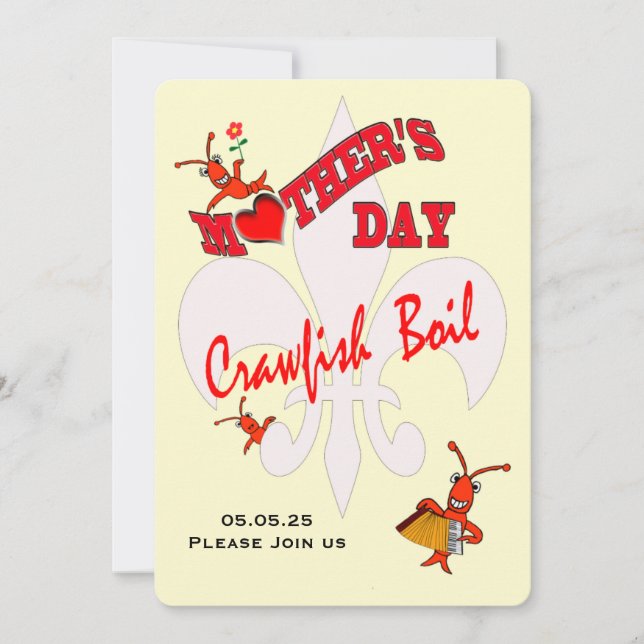 Invitation Cute Mother's Day Crawfish faire bouillir (Devant)