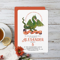 Cute Moyen Age Orange Green Dragon Enfants Anniver