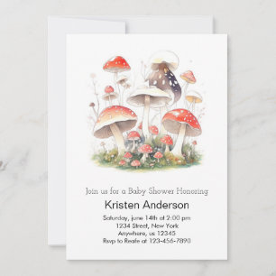 Invitation Cute Mushroom Adventure Girl Baby shower