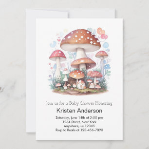 Invitation Cute Mushroom Wonderland Bliss Girl Baby shower