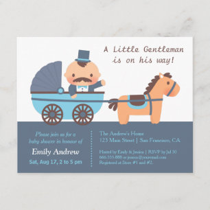 Invitation Cute Mustache Gentleman Baby Shoy