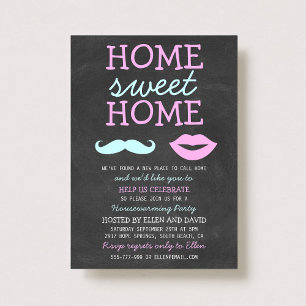 Invitation Cute Mustache & Lèvres Accueil Sweet Home Invitati