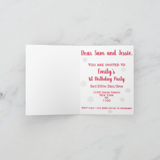 Invitation Cute My First Christmas Snowmen Personalize Baby