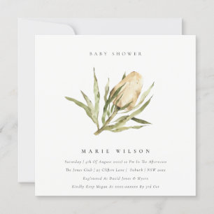 Invitation Cute Native Banksia Aquarelle Baby shower Floral