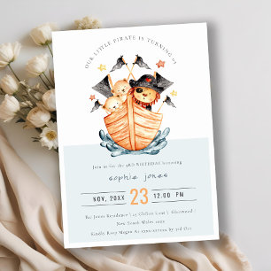 Invitation Cute Nautical Pirate Ship Lion Cub Anniversaire de