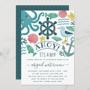 Invitation Cute Nautical Sea Critters