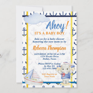 Invitation Cute nautique thème garçon baby shower