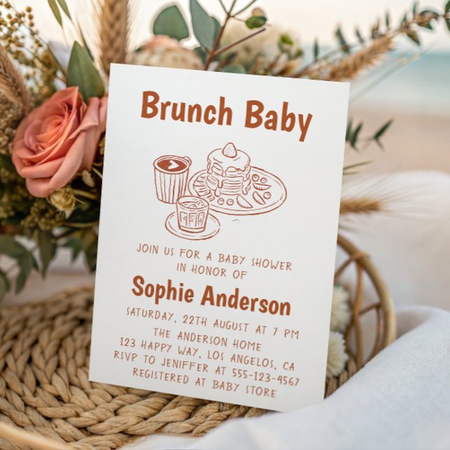 Invitation Cute Neutral Coffee & Pancakes Brunch Baby Shower (Créateur téléchargé)