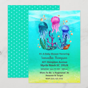 Invitation Cute Neutre Jelly Baby shower de poisson sous-mari