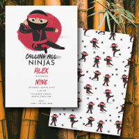 Cute Ninja Guerrier Enfants Noir & Rouge fête d'an