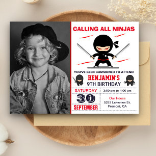 Invitation Cute Ninja Guerrier Enfants Photo Anniversaire