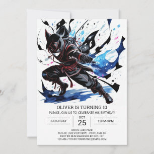 Invitation Cute Ninja Martial Arts Anniversaire
