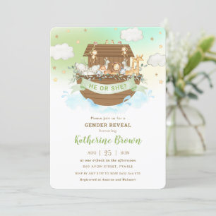 Invitation Cute Noah's Ark Animals Genre Reveal Baby shower