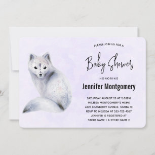 Invitation Cute Nordic Fox avec Baby shower Floral Designs