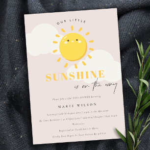 Invitation Cute Notre Petit Baby shower Fille Blush Sunshine