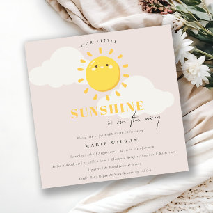 Invitation Cute Notre Petit Baby shower Fille Blush Sunshine