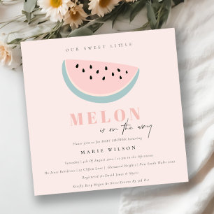 Invitation Cute Notre Petit Melon Pastel Baby shower rose