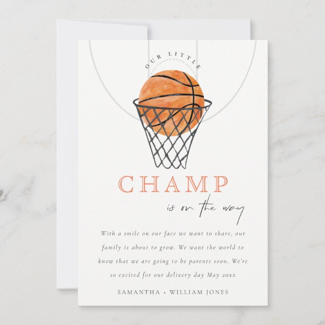 Invitation Cute  Notre petite annonce de basket-ball Champ (Devant)