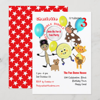 Invitation Cute Nursery Rhyme Anniversaire de enfant de dessi