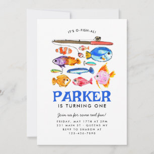 Invitation Cute O-Fish-al Reel Amusant Pêche Poisson Annivers