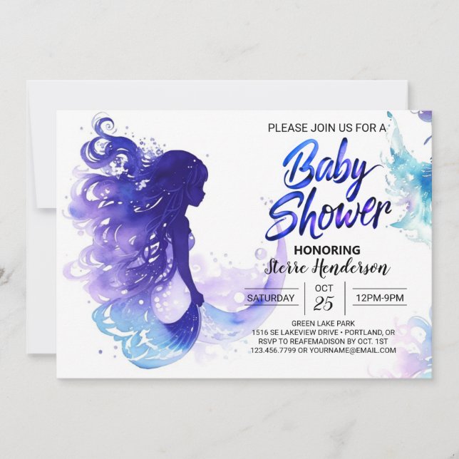Invitation Cute Ocean Adventures : Baby shower de sirène (Devant)