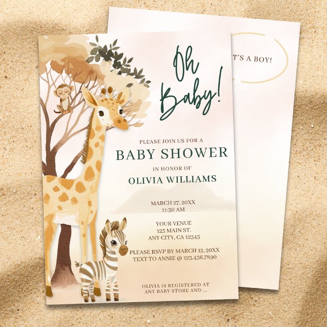 Invitation Cute Oh Baby Boy Baby shower Safari (Créateur téléchargé)