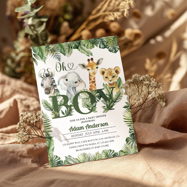 Invitation Cute Oh Boy Jungle Baby shower Safari (Créateur téléchargé)