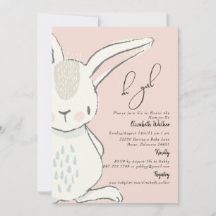 Invitation Cute Oh Girl Cute Rabbit Baby shower rose