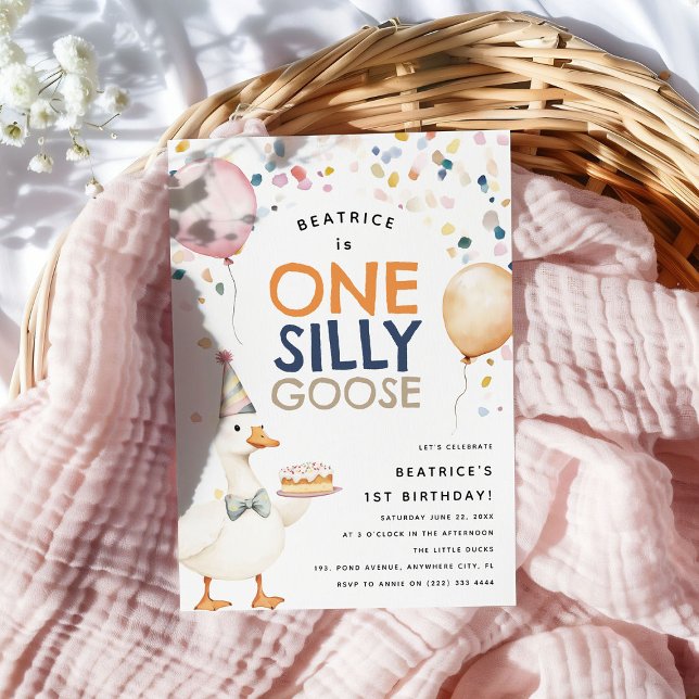 Invitation Cute One Silly Goose 1er anniversaire (Créateur téléchargé)