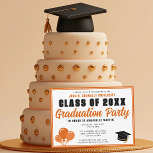 Invitation Cute Orange Class of 2025 Modern Graduation Party