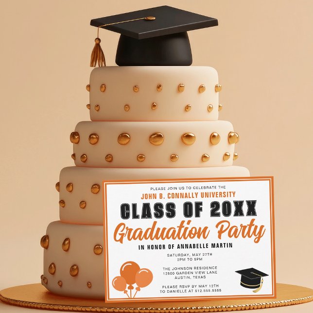 Invitation Cute Orange Class of 2025 Modern Graduation Party (Créateur téléchargé)