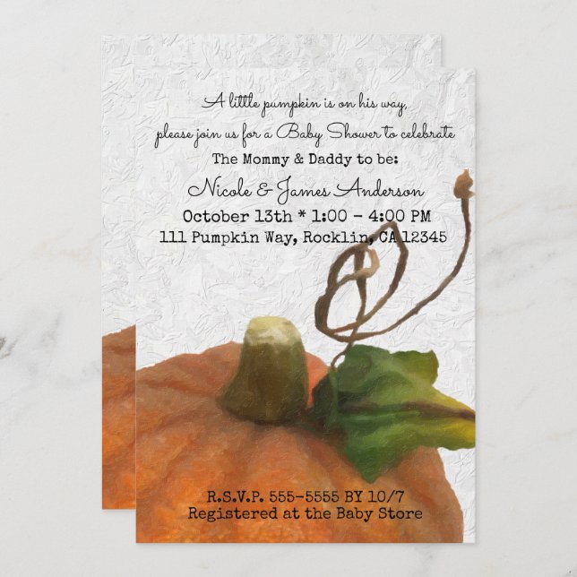 Invitation Cute Orange Storybook Princess Baby shower (Devant / Derrière)