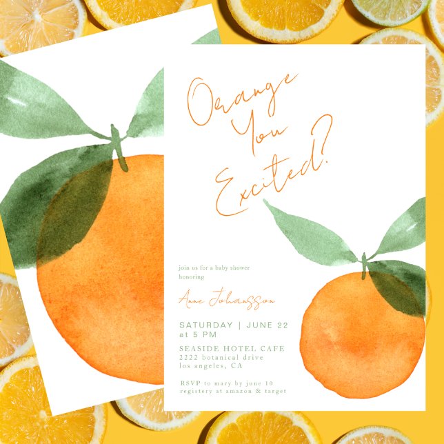 Invitation Cute Orange You Excited  Citrus Baby Shower (Créateur téléchargé)