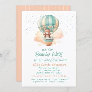 Invitation Cute Ours En Teddy Baby shower Ballons à air chaud