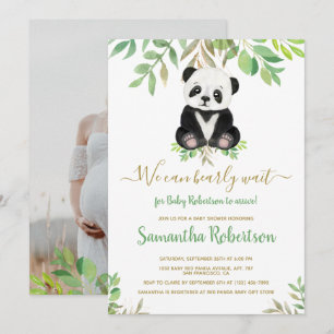 Invitation Cute Ours Gold Eucalyptus Baby shower photo