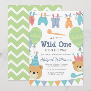 Invitation Cute Ours Moderne Wild One - Baby shower