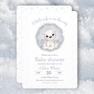 Invitation Cute Ours Polaire Garçon Baby shower blanc Invitat