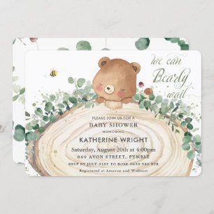 Invitation Cute Ours Verdure Sexe Baby shower Neutre Invi