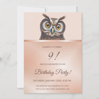 Invitation Cute Owl | Or Rose