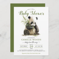 Cute Panda Baby shower vert genre neutre