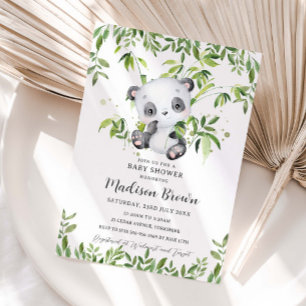 Invitation Cute Panda Bear Bambou Baby shower de verdure